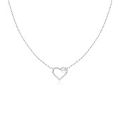 Colier argint cu perla naturala alba si inima cu pietre  DiAmanti AN5126NRH-AS
